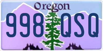 OR license plate 998QSQ