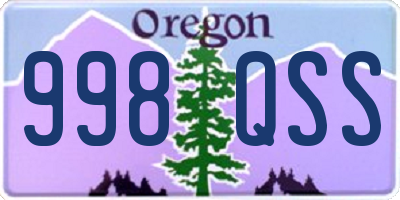OR license plate 998QSS