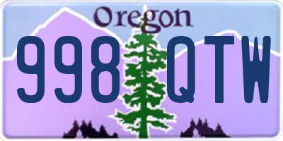OR license plate 998QTW