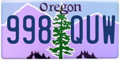 OR license plate 998QUW