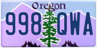 OR license plate 998QWA