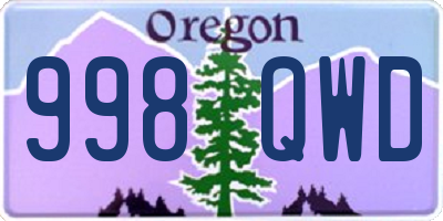 OR license plate 998QWD