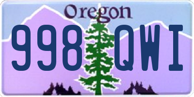 OR license plate 998QWI