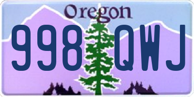OR license plate 998QWJ