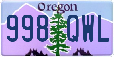 OR license plate 998QWL
