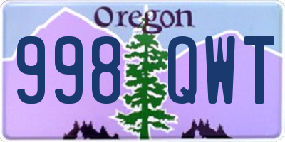 OR license plate 998QWT