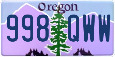 OR license plate 998QWW