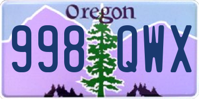 OR license plate 998QWX