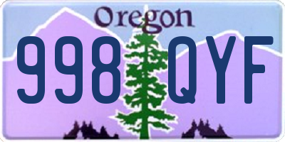 OR license plate 998QYF