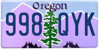 OR license plate 998QYK