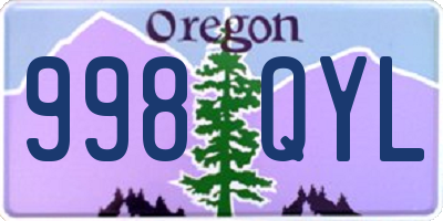 OR license plate 998QYL
