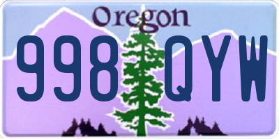 OR license plate 998QYW