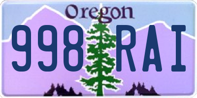 OR license plate 998RAI