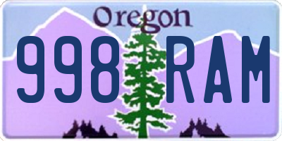 OR license plate 998RAM
