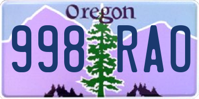 OR license plate 998RAO