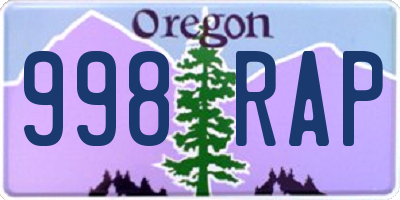 OR license plate 998RAP