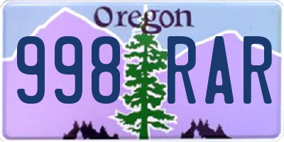 OR license plate 998RAR