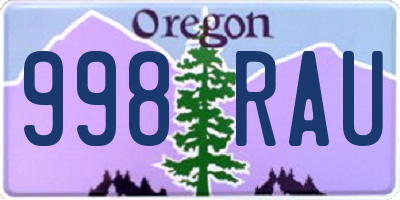 OR license plate 998RAU