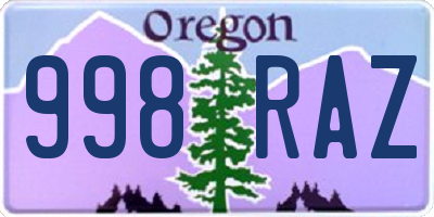 OR license plate 998RAZ