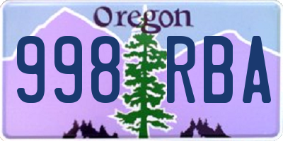 OR license plate 998RBA