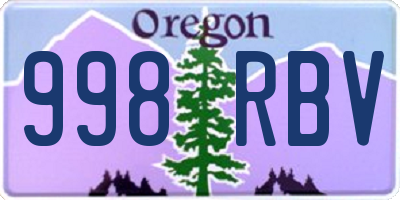 OR license plate 998RBV