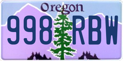 OR license plate 998RBW