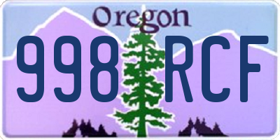 OR license plate 998RCF
