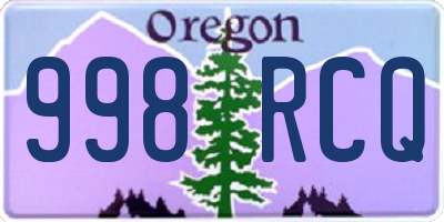 OR license plate 998RCQ