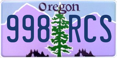 OR license plate 998RCS