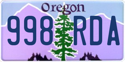 OR license plate 998RDA
