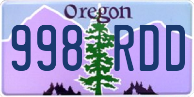 OR license plate 998RDD