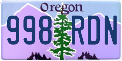 OR license plate 998RDN