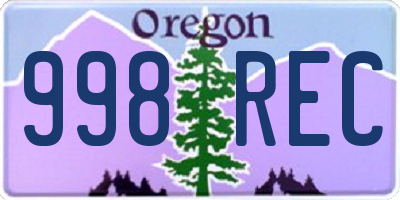 OR license plate 998REC