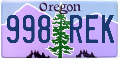 OR license plate 998REK