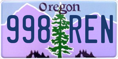 OR license plate 998REN