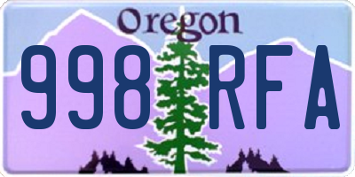 OR license plate 998RFA