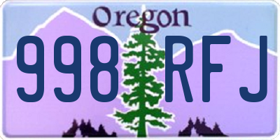 OR license plate 998RFJ