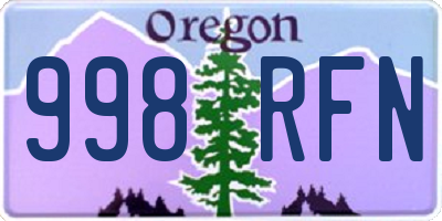 OR license plate 998RFN