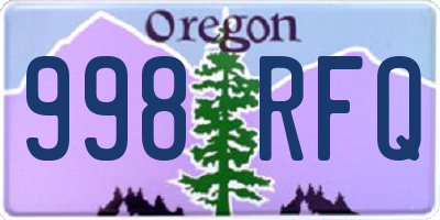 OR license plate 998RFQ
