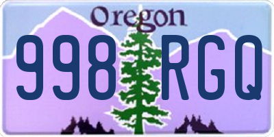 OR license plate 998RGQ