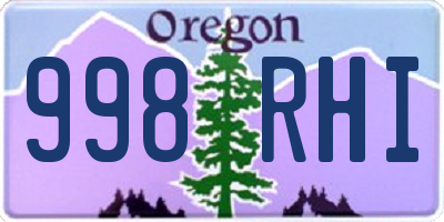 OR license plate 998RHI