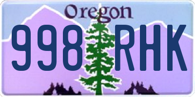 OR license plate 998RHK