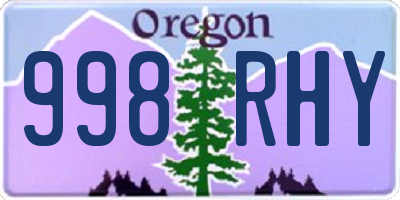 OR license plate 998RHY