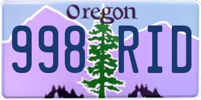 OR license plate 998RID