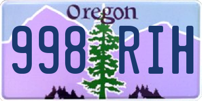 OR license plate 998RIH