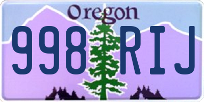 OR license plate 998RIJ