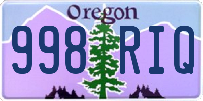 OR license plate 998RIQ