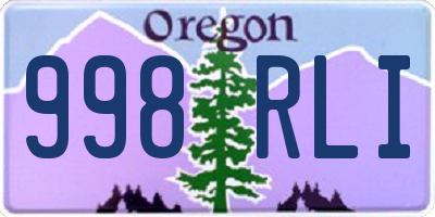 OR license plate 998RLI