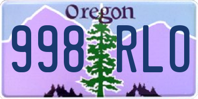 OR license plate 998RLO