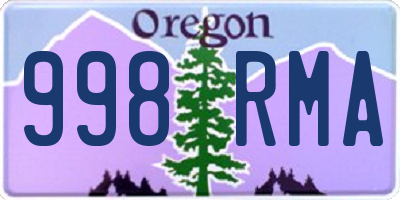 OR license plate 998RMA